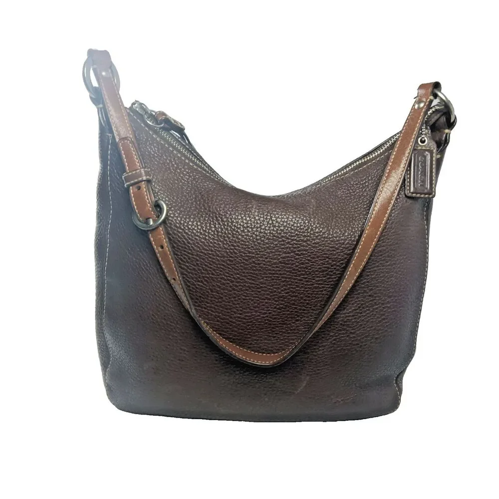 Vintage Coach Chelsea Shoulder Bag F10891 Brown Pebbled Leather Handbag Y2K
